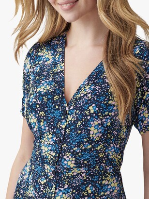Crew Clothing Laura Floral Woven Tea Dress, Navy