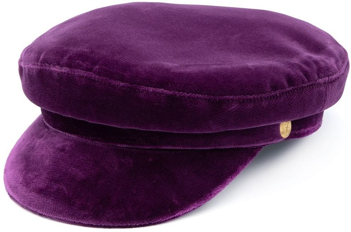 purple baker boy hat