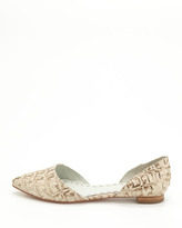 Thumbnail for your product : Alice + Olivia Hillary Metallic Crocodile-Embossed d'Orsay Flat