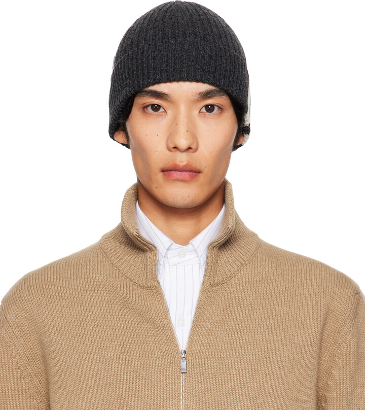 Thom Browne Gray Cashmere 4-Bar Cuff Beanie