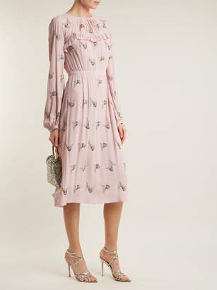 No.21 Floral-embellished Crepe Dress - Womens - Pink Multi