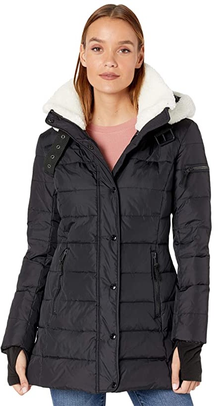 womens sherpa lined anorak parka jacket with hoodie