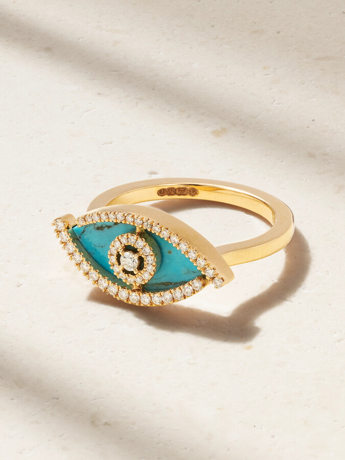 Messika Lucky Eye 18-karat Rose Gold Turquoise Ring - 52