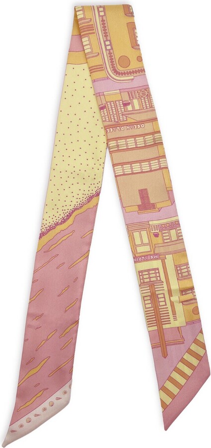 Scapes by Elizabeth Orange Miami Beach Silk Skinny Scarf In Sunset