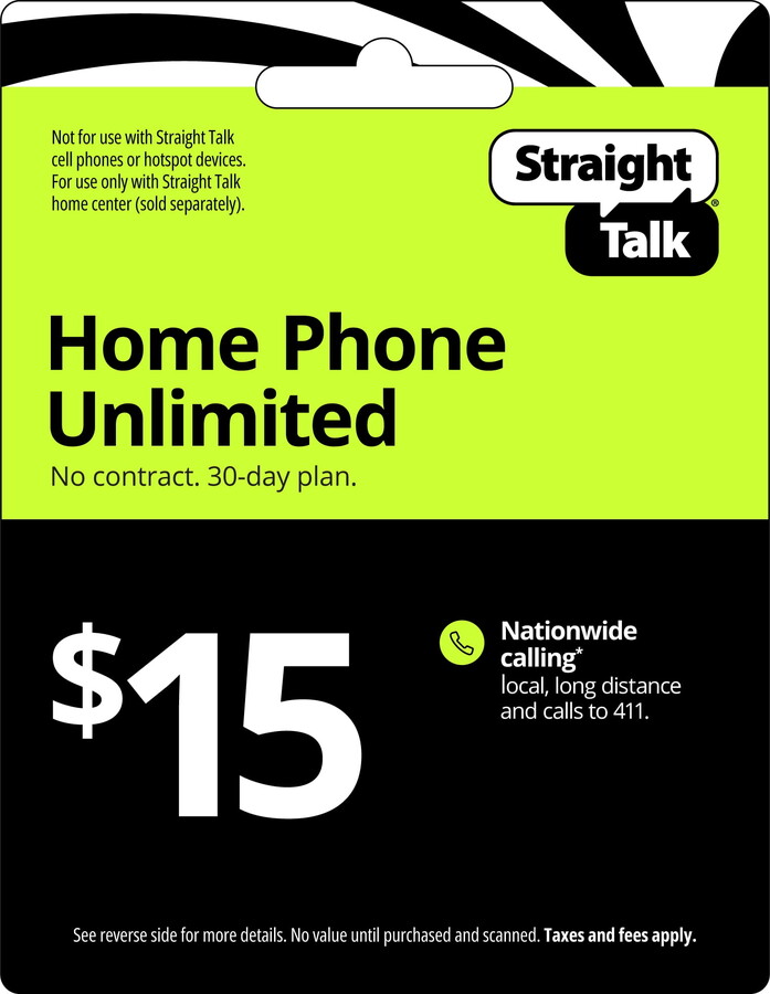 Straight Talk $15 Home Phone Unlimited 30-Day Plan Direct Top Up