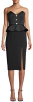 Thumbnail for your product : Jay Godfrey Campo Buttoned Peplum High-Slit Midi Dress