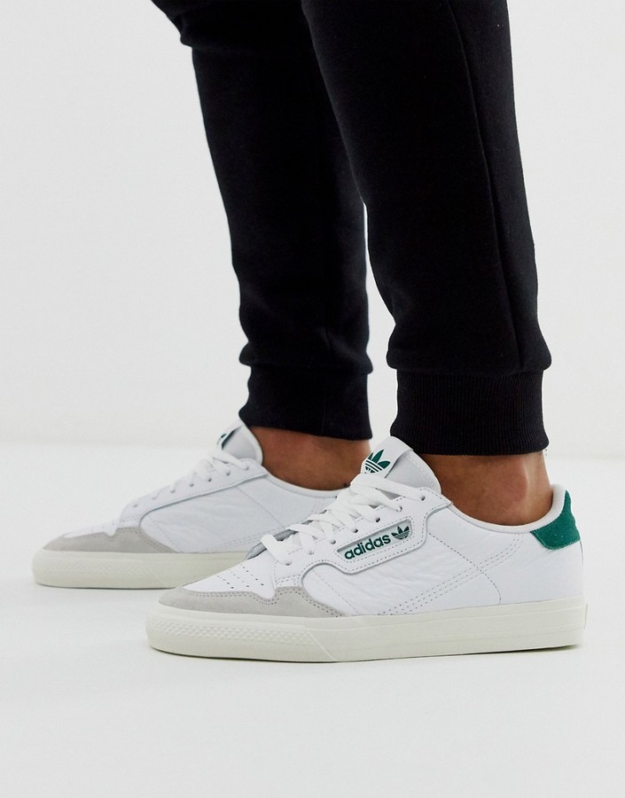 adidas continental 80 vulc sneakers in leather with green tab - ShopStyle