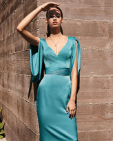 Thumbnail for your product : Theia V-Neck Cocoon-Sleeve Satin Dress