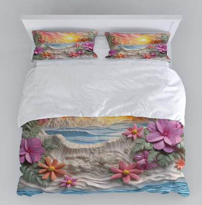 Folk N Funky Pink/Orange/White Microfiber Duvet Cover Set