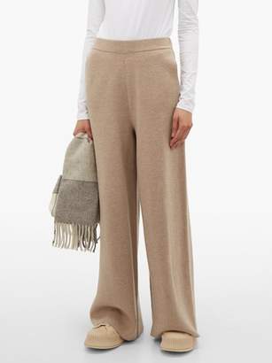 Jil Sander Stretch-knit Wool-blend Wide-leg Trousers - Womens - Light Grey