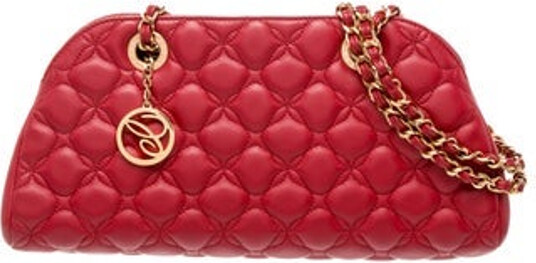 Chopard Shoulder Bag Red Leather Gold-Tone Hardware Chain-Link Handles Poplin Lining & Single Interior Pocket Open Top Unfortunately, due to restrictions, this item may not be eligible for shipping in all areas.