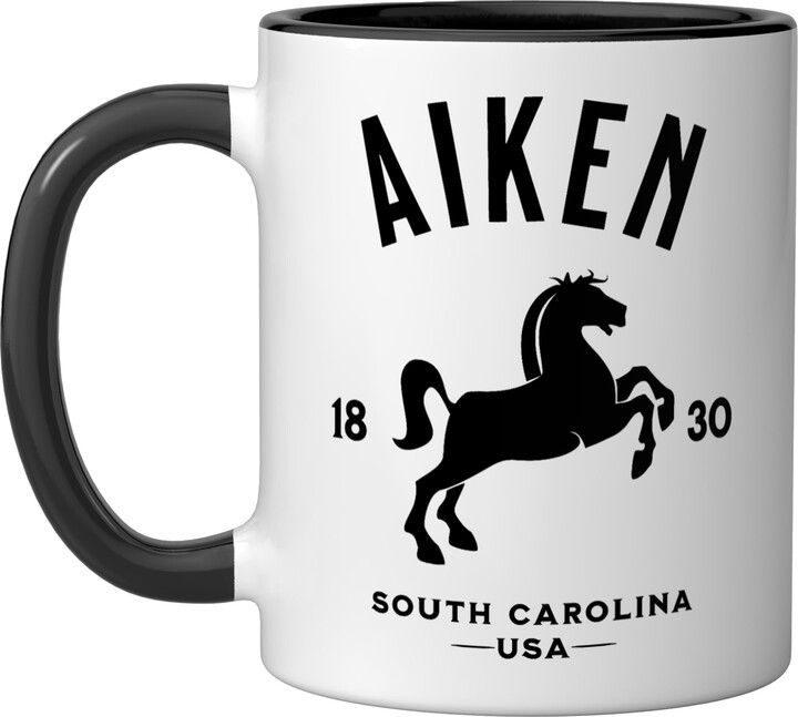 Aiken South Carolina USA Equestrian Horse Designs Aiken South Carolina USA Equestrian Horse Design Ceramic Mug, Black/White