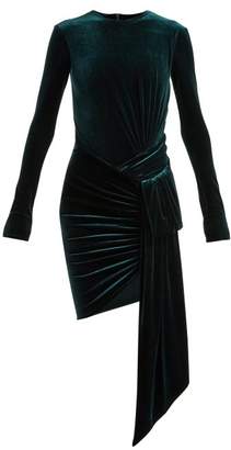 Alexandre Vauthier Draped Velvet Dress - Womens - Dark Green
