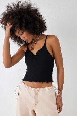 Urban Outfitters Elsie Recycled Ruched Cami Top - Black L at - ShopStyle