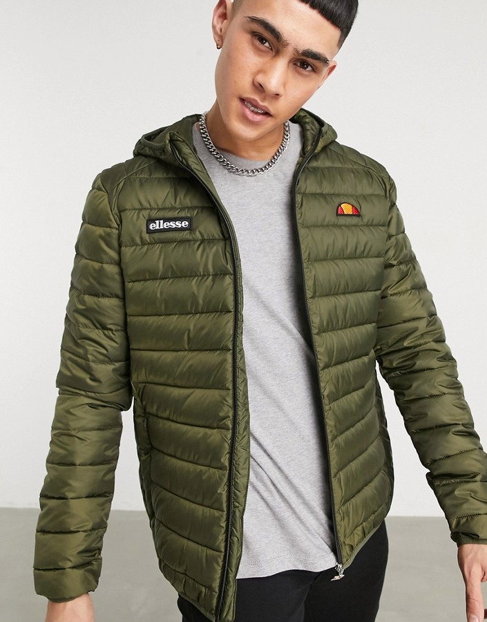 Ellesse Lombardy padded jacket in khaki - ShopStyle