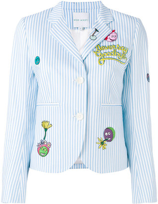 Mira Mikati cartoon patch striped jacket - women - Cotton/Acetate/Cupro - 38