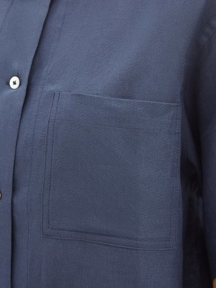 ROSSELL ENGLAND Patch-pocket Linen Pyjama Shirt - Navy