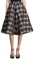 Thumbnail for your product : Michael Kors Collection High-Waist Plaid Full Skirt, Black/Nutmeg