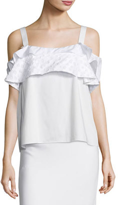 Maiyet Tiered-Ruffle Cold-Shoulder Top