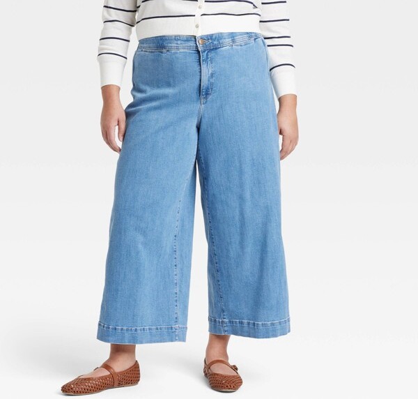 Ava & Viv Women'sSmartHigh-RiseWideLegJeans-Ava&Viv™LightWash17:CottonSpandexDenim,RelaxedFit,AnkleLength