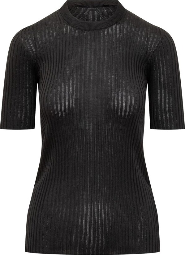 Jil Sander Short-Sleeved Ribbed-Knit Top