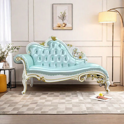 HarmonyFurns Chaise Longue - Elegant Leatherette & Solid Wood