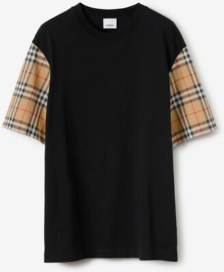 Burberry Check Sleeve Cotton T-shirt Size: M