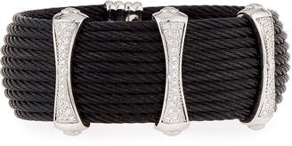 Alor Noir 10-Row Cable Cuff Bracelet w/ Pave Diamond Stations, Black