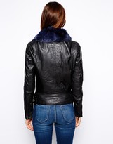Thumbnail for your product : Muu Baa Muubaa Lindus Detachable Collar Leather Jacket