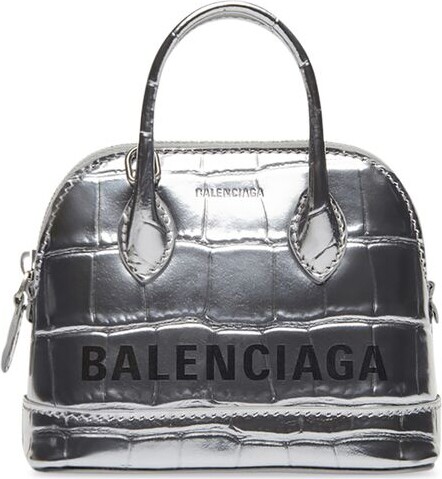 Balenciaga Logo Ville Bag Crocodile Embossed Leather Mini - ShopStyle