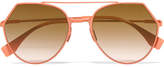 Fendi - Aviator-style Metal Sunglasses - Peach