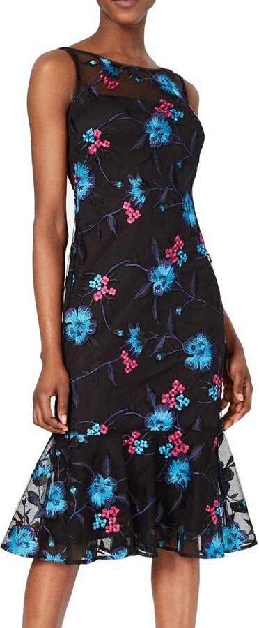 Calvin Klein Women's Sleeveless Lace Midi Sheath with Flounce Hem Dress -  ShopStyle