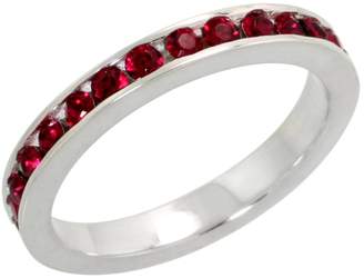 Sabrina Silver Sterling Silver Stackable Eternity Band, January Birthstone, Garnet Crystals, 1/8" (3 mm) wide, size 7