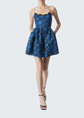 Alice + Olivia Kendra Floral Party Dress with Lace