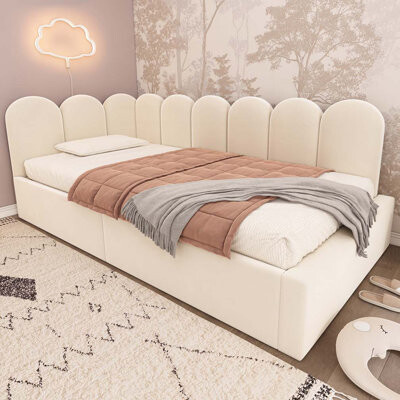 Velvet Upholstered Daybed Bed With Storage