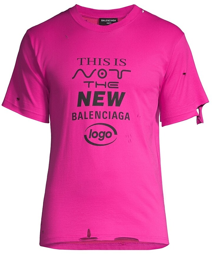 Balenciaga Ripped Logo Print T-Shirt - ShopStyle