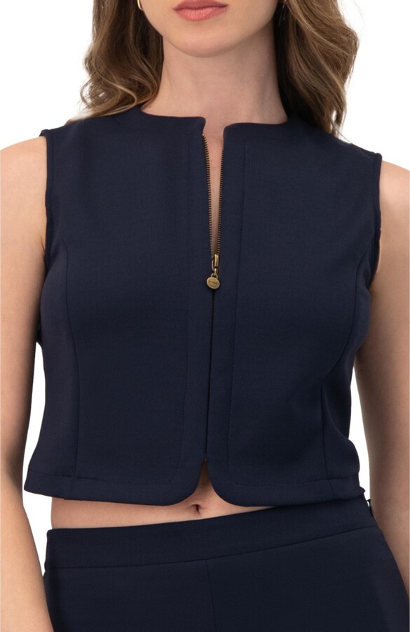 Ivonne Women's Front-Zip Crop Top
