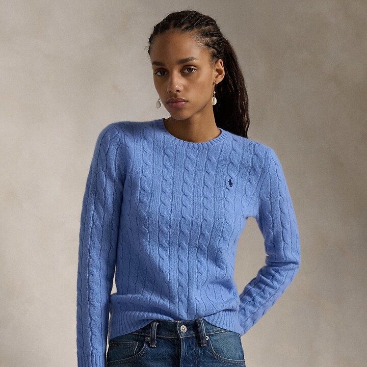 cable wool cashmere crewneck sweater