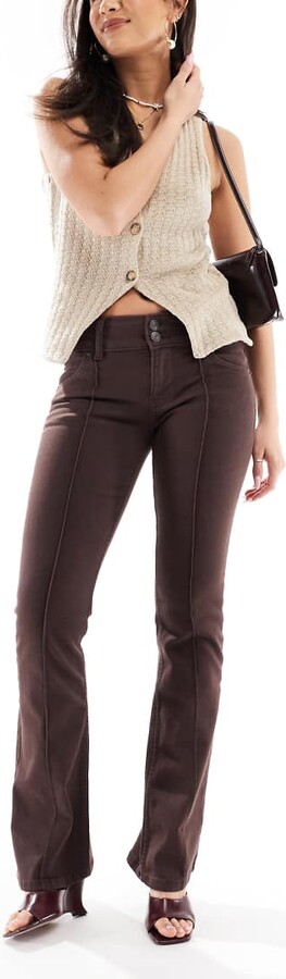 Bershka low rise straight leg jeans in brown ShopStyle