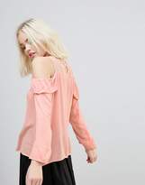 Thumbnail for your product : Hazel Frill And Lace Cold Shoulder Blouse
