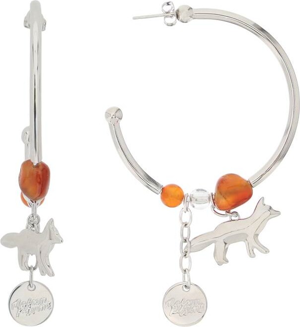 MAISON KITSUNE｜FASHION PROPS (Profile Fox & Beads Hoop MAISON KITSUNÉ Fox & Beads Hoop Earrings - ShopStyle