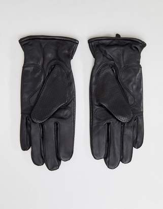 Fred Perry Perforated Leather Gloves Black