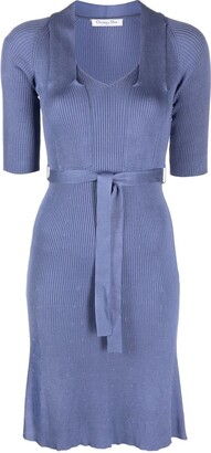 Christian Dior Pre-Owned 2010 Belted Ribbed-Knit Dress