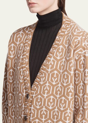 Prada Oversized Geometric Jacquard Cashmere Cardigan - ShopStyle