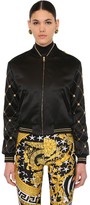 Thumbnail for your product : Versace Printed Faux Leather & Satin Bomber