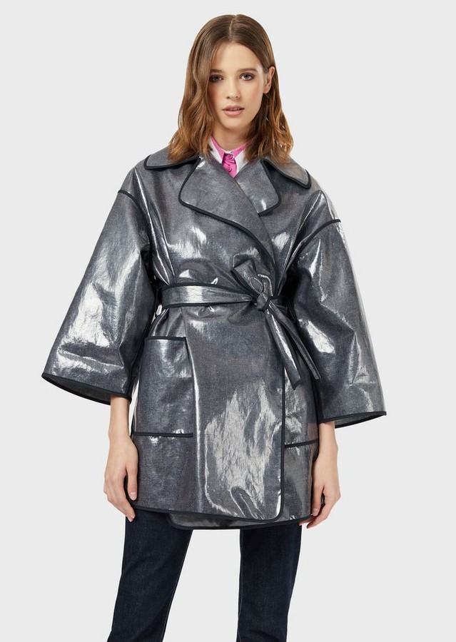 Emporio Armani Coated Denim Trench Coat ShopStyle Jackets