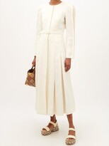 Thumbnail for your product : Gabriela Hearst Edith Belted Pleated-sleeve Linen Shirt Dress