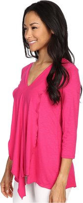 Miraclebody Jeans Cerise Asymmetric Top w/ Body-Shaping Inner Shell