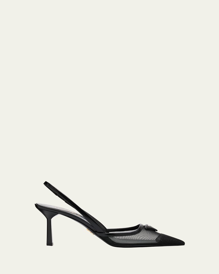 Rete Nylon Mesh Slingback Pumps