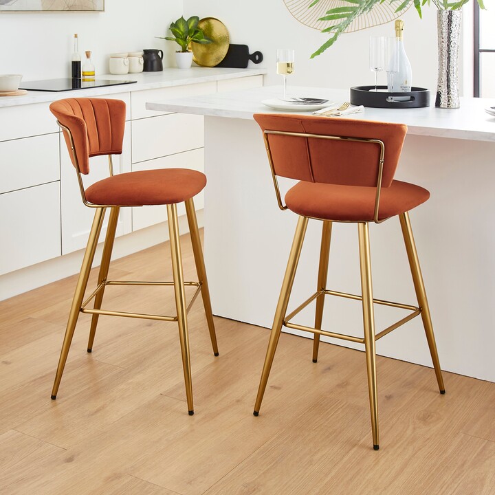 Dunelm Kendall Velvet Bar Stool Orange ShopStyle